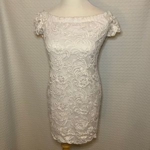 Ambiance Off Shoulder White Lace Dress
